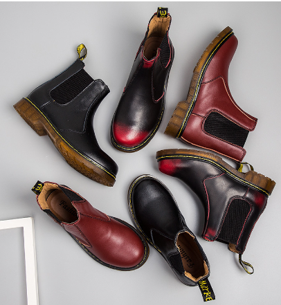 Load image into Gallery viewer, Autumn Style Thick-Heeled Cowhide Martin Boots for Women
