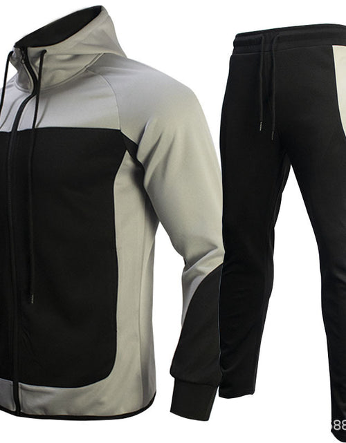 Load image into Gallery viewer, Men's Sports Casual Set with Color Block Hoodie
