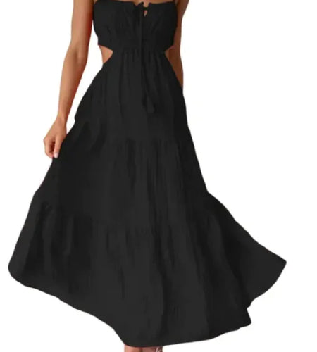 Female Hollow Backless Stitching Big Swing Dress