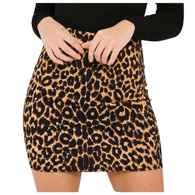 High Waist Leopard Print Pencil Skirt for Women