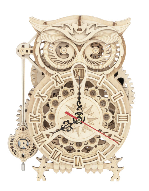 Load image into Gallery viewer, DIY Wooden Mechanical Owl Clock Model for Home Decor
