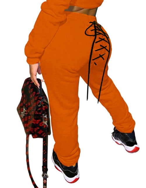 Load image into Gallery viewer, Solid Color Casual Eyelet Sweater and Sweatpants Set
