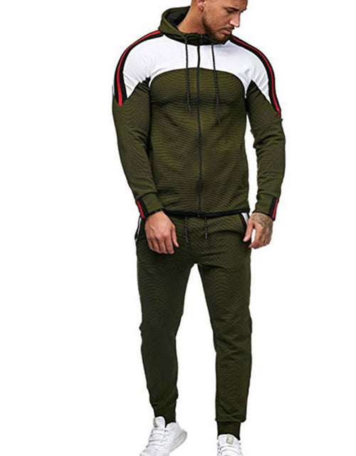 Load image into Gallery viewer, Men's Casual Sports Set with Color Block Hoodie
