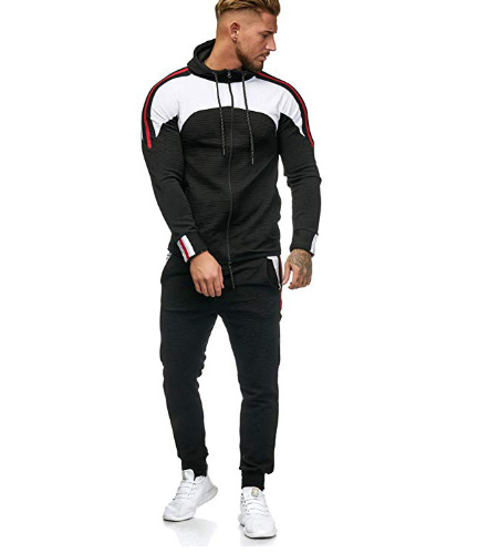 Load image into Gallery viewer, Men's Casual Sports Set with Color Block Hoodie
