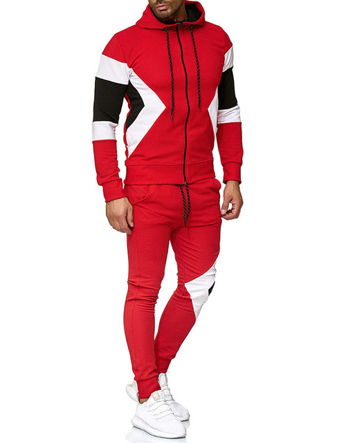Load image into Gallery viewer, Men's Color Block Hoodie and Sweatpants Set
