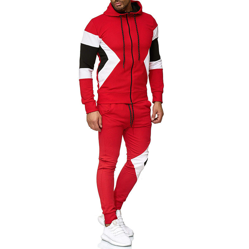 Men's Color Block Hoodie and Sweatpants Set