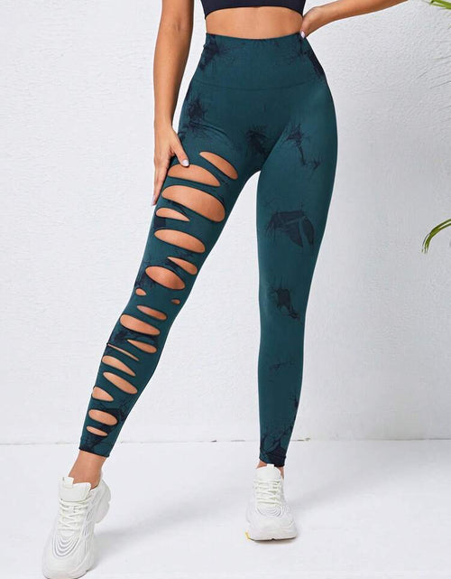 Load image into Gallery viewer, High Waist Hollow Tie-Dye Yoga Fitness Pants
