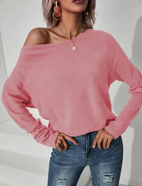 Load image into Gallery viewer, Knitted Oblique Shoulder Sweater
