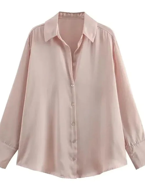 Load image into Gallery viewer, Silk Satin Long-sleeved Shirt
