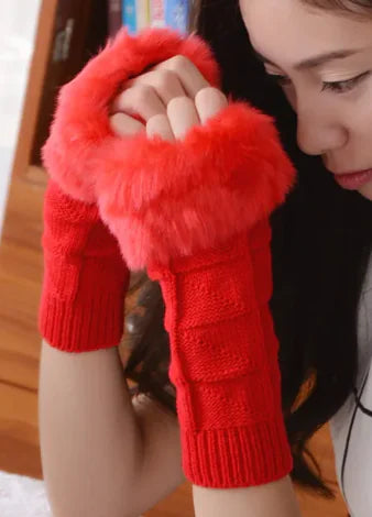 Load image into Gallery viewer, Women Plush Half Finger Gloves
