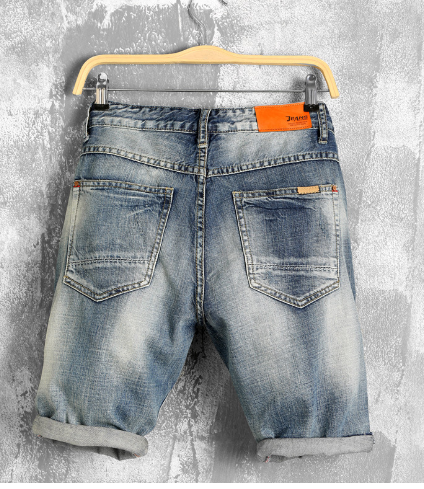 Men's High-Waisted Ripped Cotton Denim Shorts