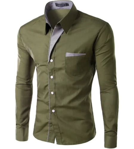 European And American Simple Men's Long Sleeve Shirt