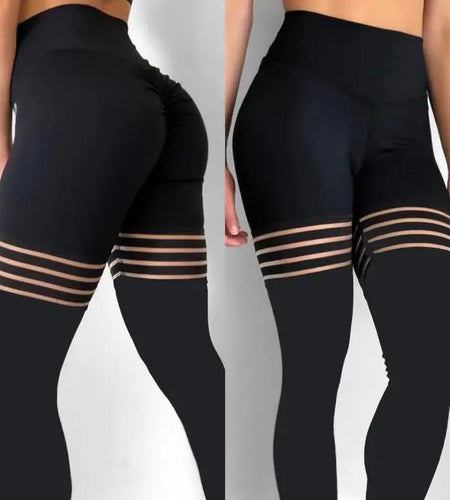 Black Hollow Spliced Leggings