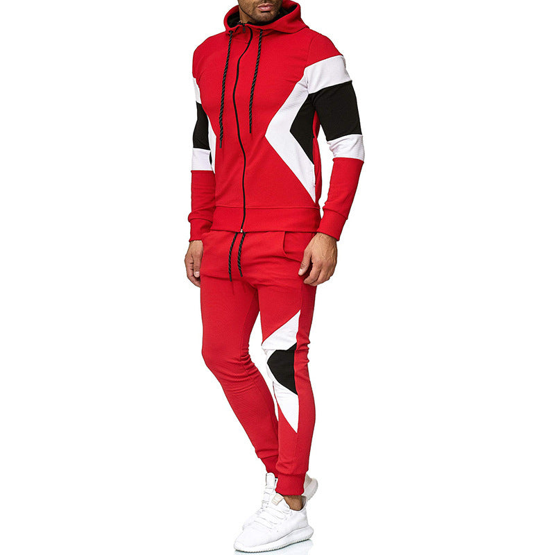 Men's Color Block Hoodie and Sweatpants Set