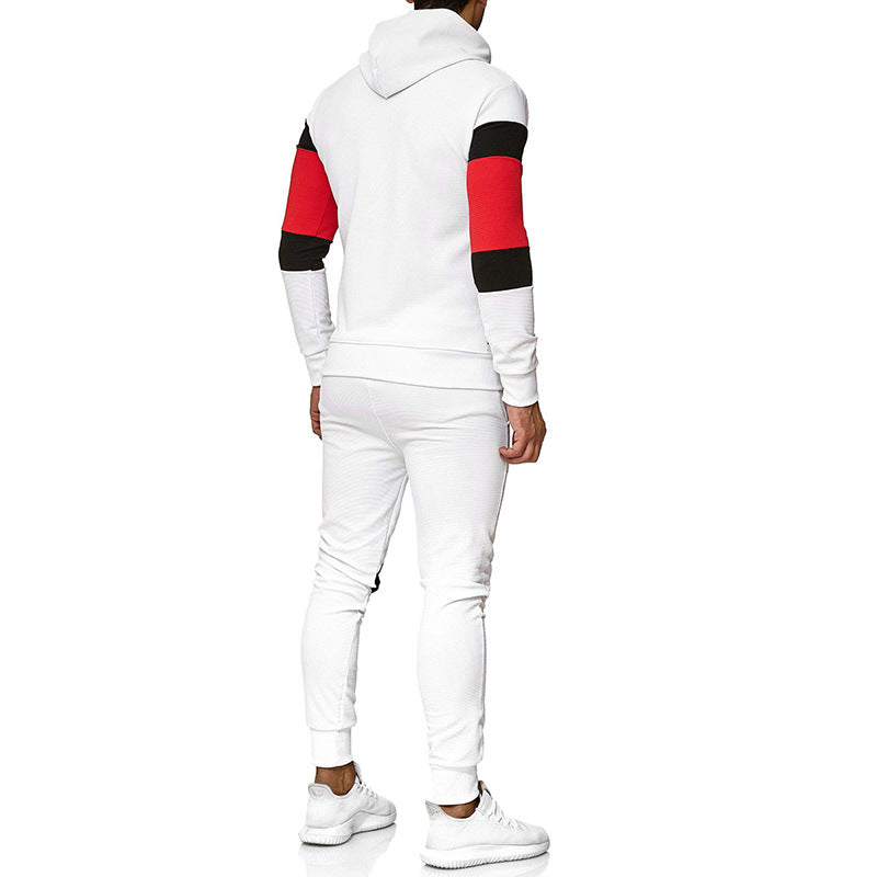 Men's Color Block Hoodie and Sweatpants Set