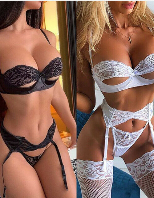 Load image into Gallery viewer, Lace Lingerie Set - Women's Bra, Panties, and Sleepwear

