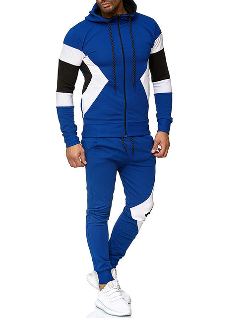 Load image into Gallery viewer, Men's Color Block Hoodie and Sweatpants Set
