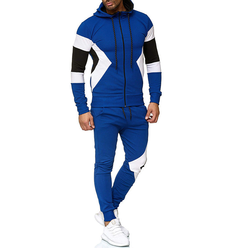 Men's Color Block Hoodie and Sweatpants Set