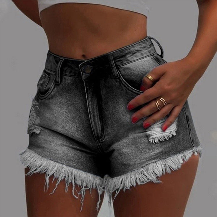 High-Waisted Ripped Denim Shorts for Women