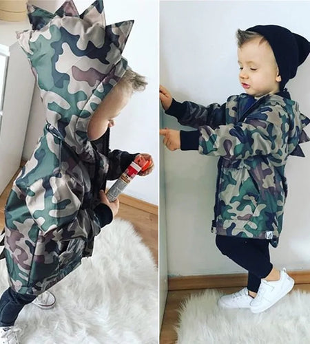 Camouflage Dinosaur Hooded Jacket for Boys