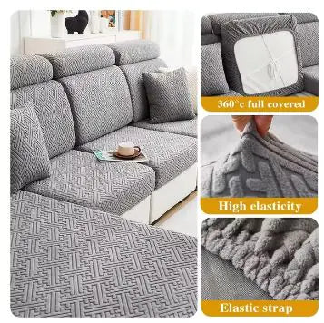 Jacquard Stretch Sofa Cushion Cover  Fits L-Shaped Sectionals