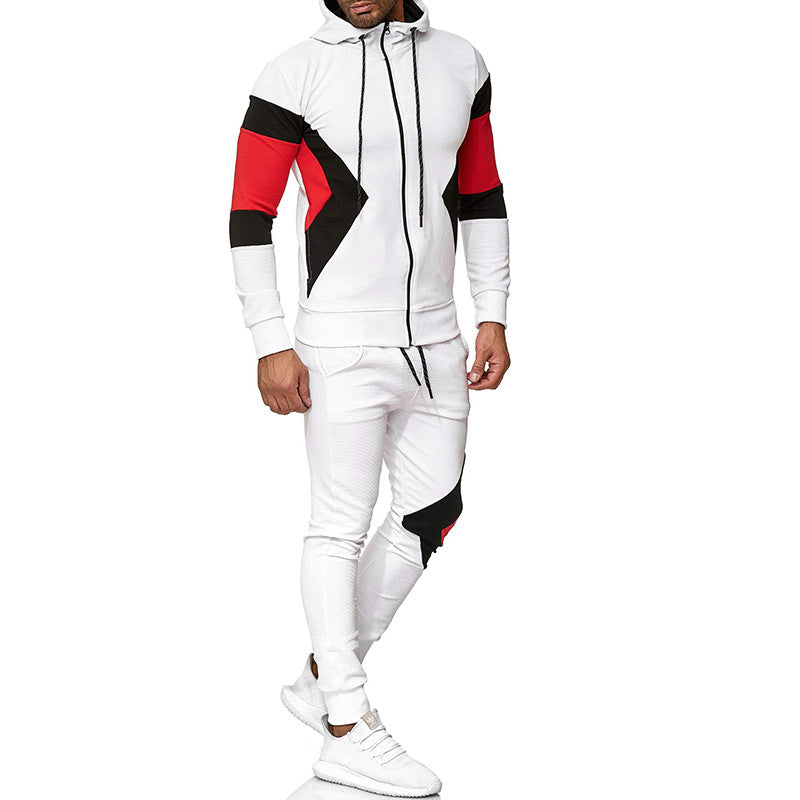 Men's Color Block Hoodie and Sweatpants Set