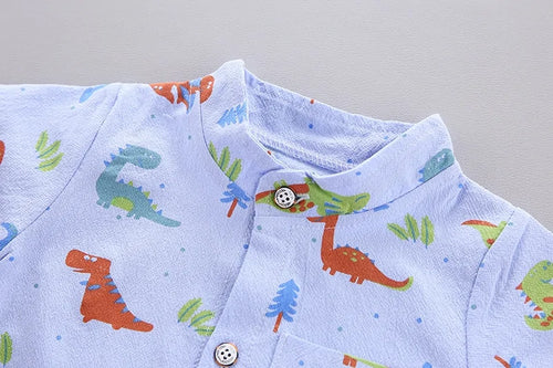 Load image into Gallery viewer, 2021 Cartoon Dinosaur Print Toddler Boy Summer Set: Shirt + Pants
