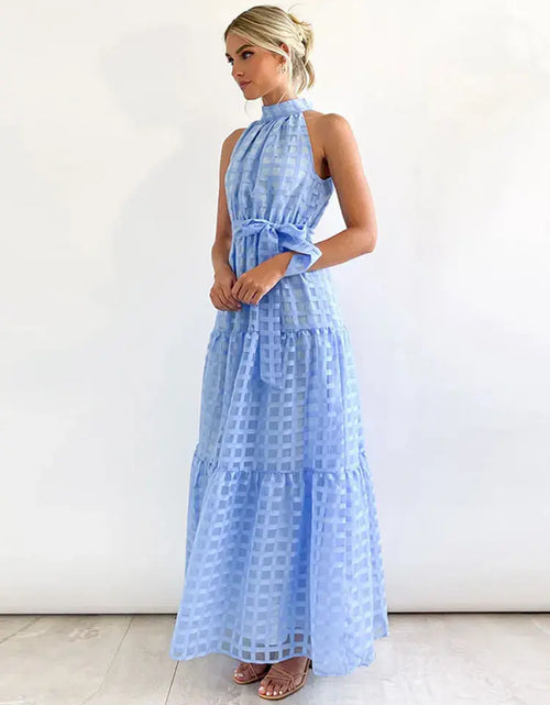 Load image into Gallery viewer, Women's Grid Hollow Long Dress
