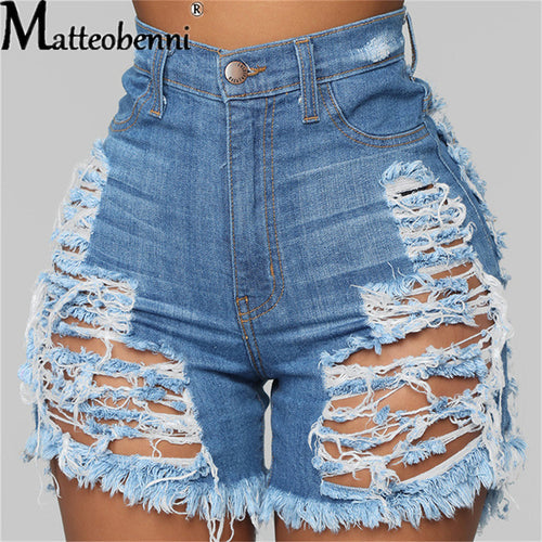 Load image into Gallery viewer, High Waist Cut Hollow Denim Shorts for Summer
