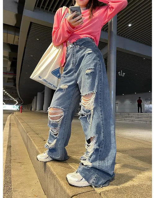 Load image into Gallery viewer, High Waist Ripped Jeans
