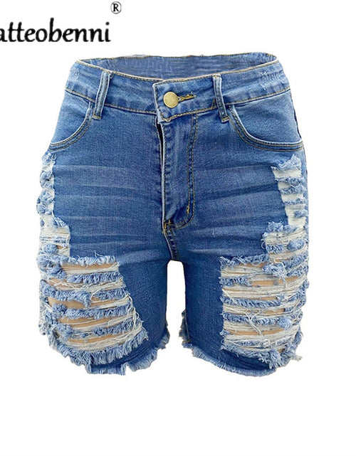 Load image into Gallery viewer, High Waist Cut Hollow Denim Shorts for Summer
