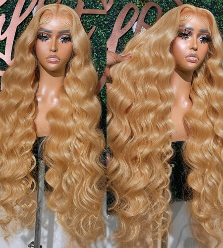 (Black Owned) Honey Blonde HD Lace Front Wig Human Hair 13x4 Blonde Lace Front Human Hair Wig For Women 27# Blonde Body Wave Wig