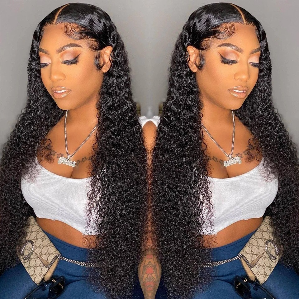 Black Lace Long Curly Wig – Heat-Resistant Synthetic