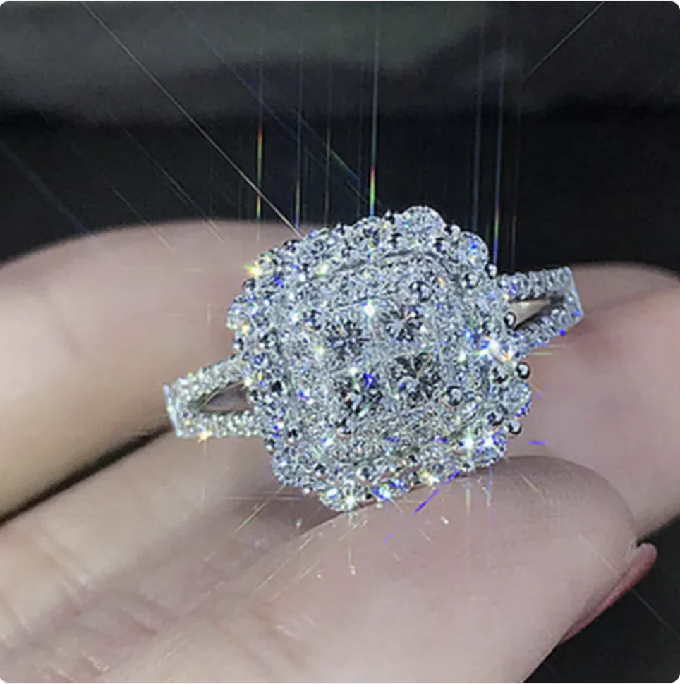 Princess-Cut Simulated Diamond Wedding Ring