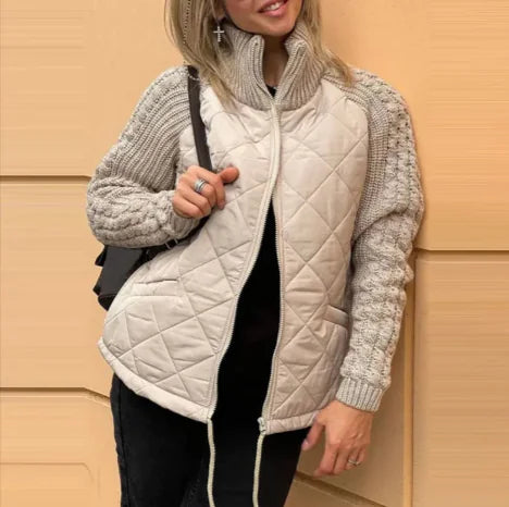 Load image into Gallery viewer, Stand Collar Cotton Jacket with Pockets – Women’s Winter Zip-Up Coat
