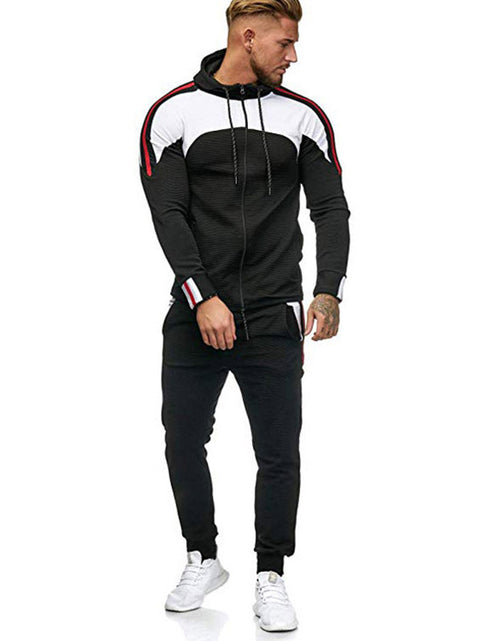 Load image into Gallery viewer, Men's Casual Sports Set with Color Block Hoodie
