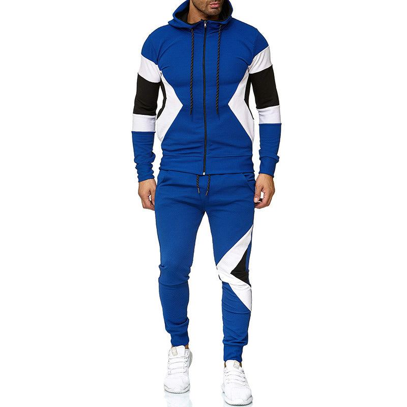 Men's Color Block Hoodie and Sweatpants Set