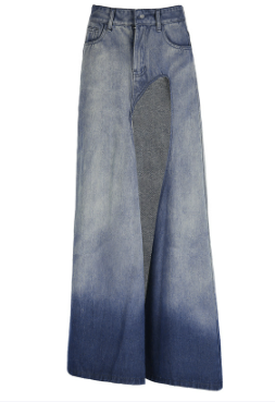 Irregular Slit A-Line Denim Skirt
