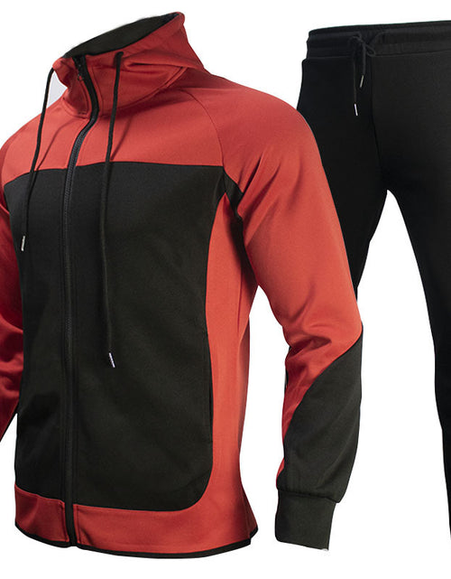 Load image into Gallery viewer, Men's Sports Casual Set with Color Block Hoodie
