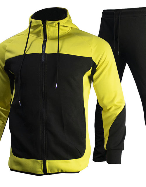 Load image into Gallery viewer, Men's Sports Casual Set with Color Block Hoodie
