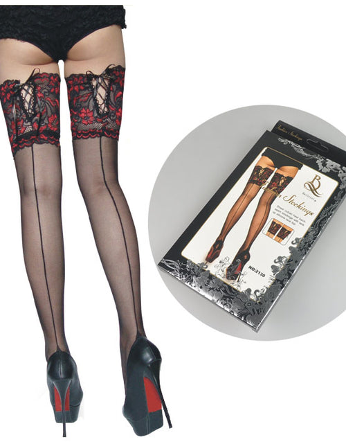 Load image into Gallery viewer, 10CM Lace Side Mid Net High Stockings
