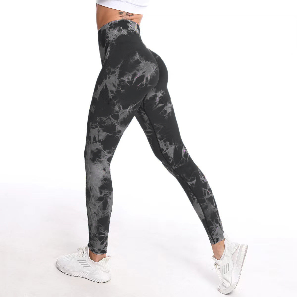 Women's High Waist Tie-dye Fitness Running Pants