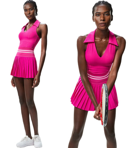 V-Collar High Waist Tennis Suit