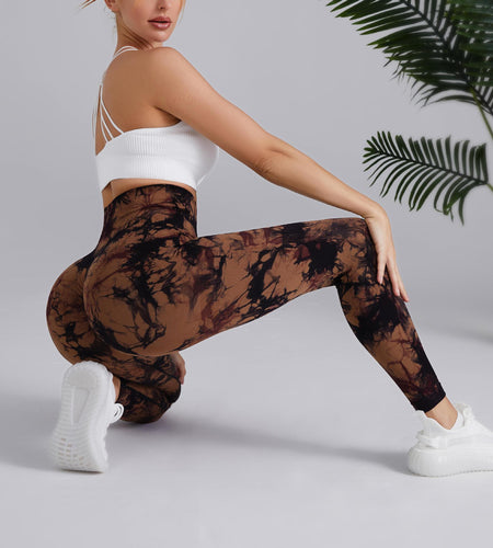 Two-color Tie-dye High Waist Fitness Running Pants