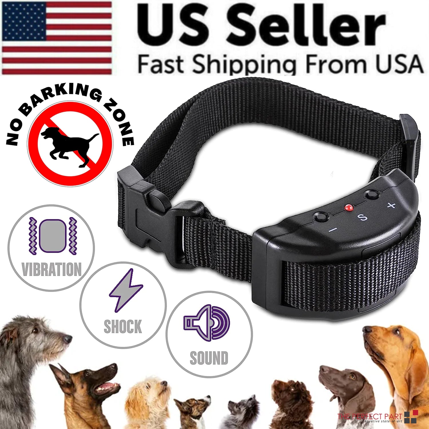 Automatic Anti Bark Barking Dog Shock Control Collar Device Large Medium Small