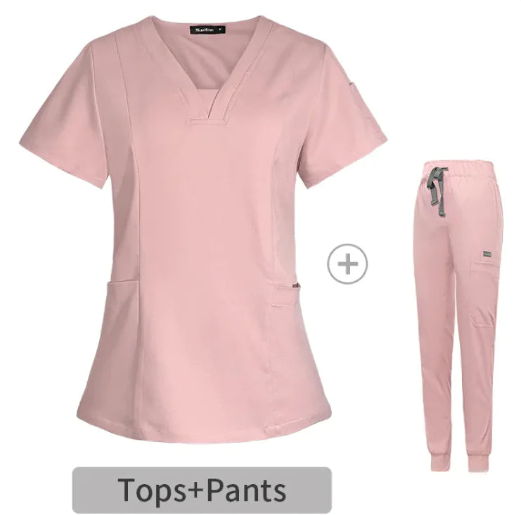 V-neck Split Surgical Gown Suit Female Short-sleeved Nurse