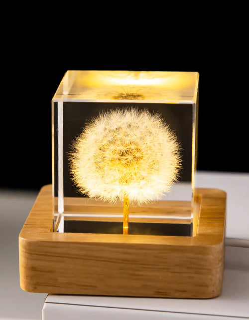 Load image into Gallery viewer, LED Flower Crystal Ball Night Light with Wooden Base
