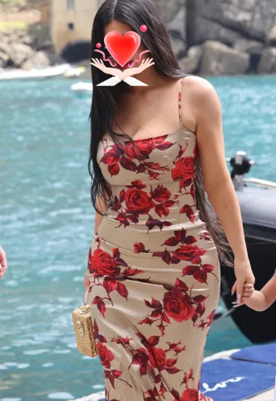 Load image into Gallery viewer, Rose Print Suspender Dress Cover For Women
