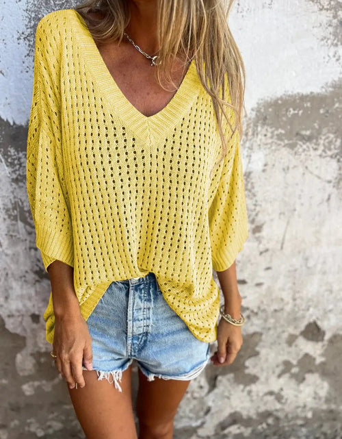 Load image into Gallery viewer, Women Hollow Out Knitted Beach Shirt
