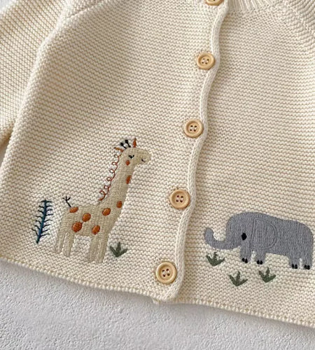 Cozy Knit Embroidered Cotton Sweater for Infants